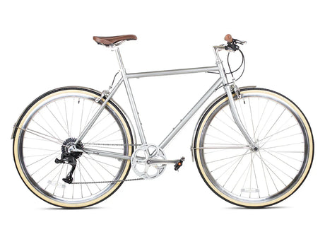 6KU Odyssey 8spd City Bike - Brandford Silver - Simple Bike Store