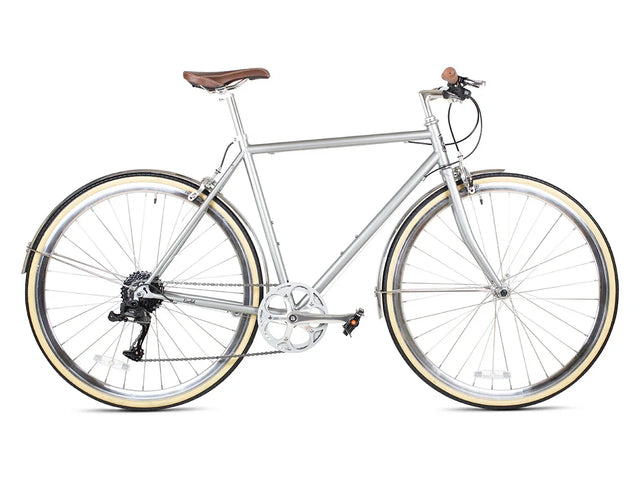 6KU Odyssey 8spd City Bike - Brandford Silver - Simple Bike Store