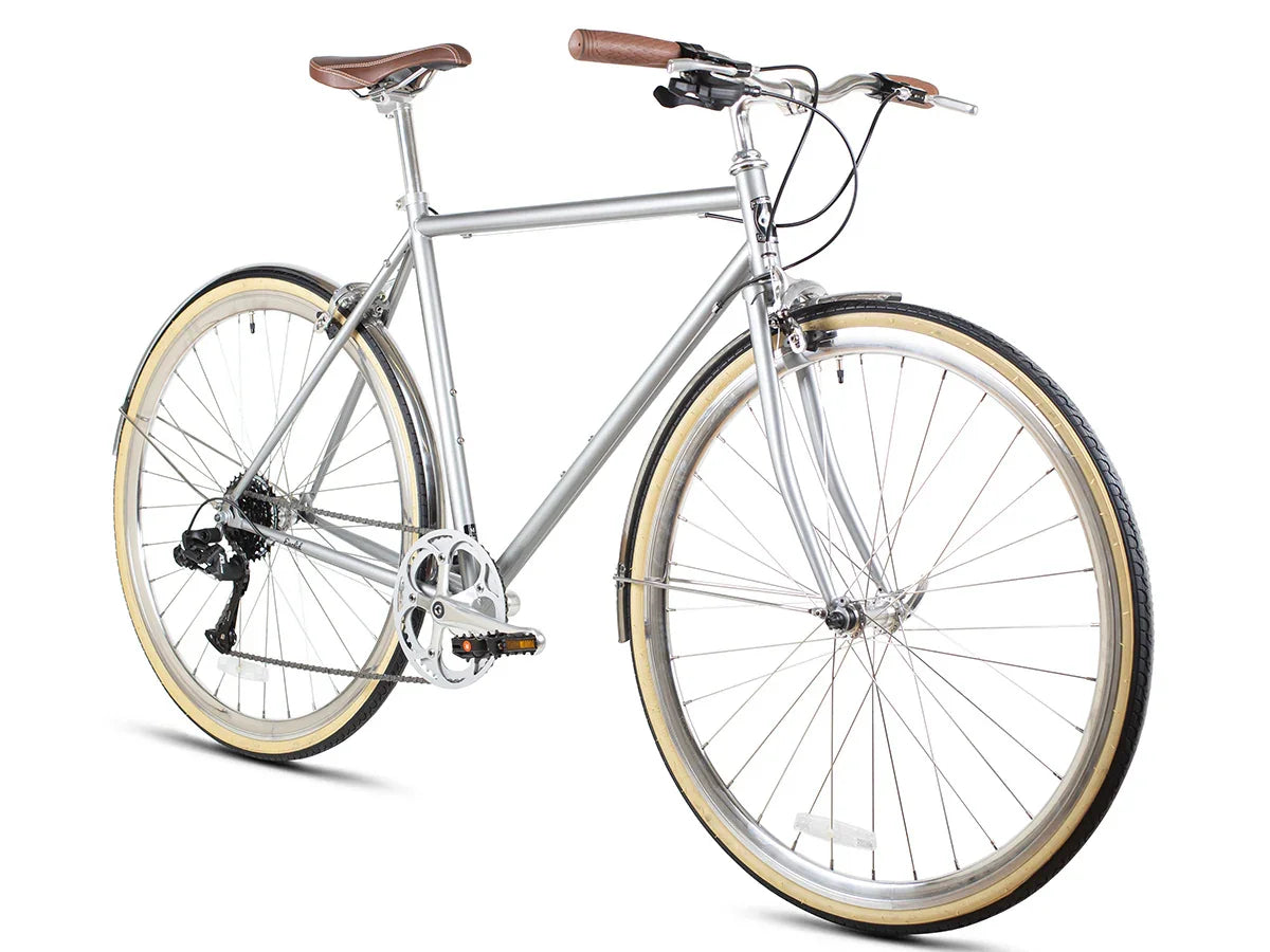6KU Odyssey 8spd City Bike - Brandford Silver - Simple Bike Store