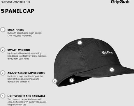 GripGrab 5 Panel Cap - Simple Bike Store