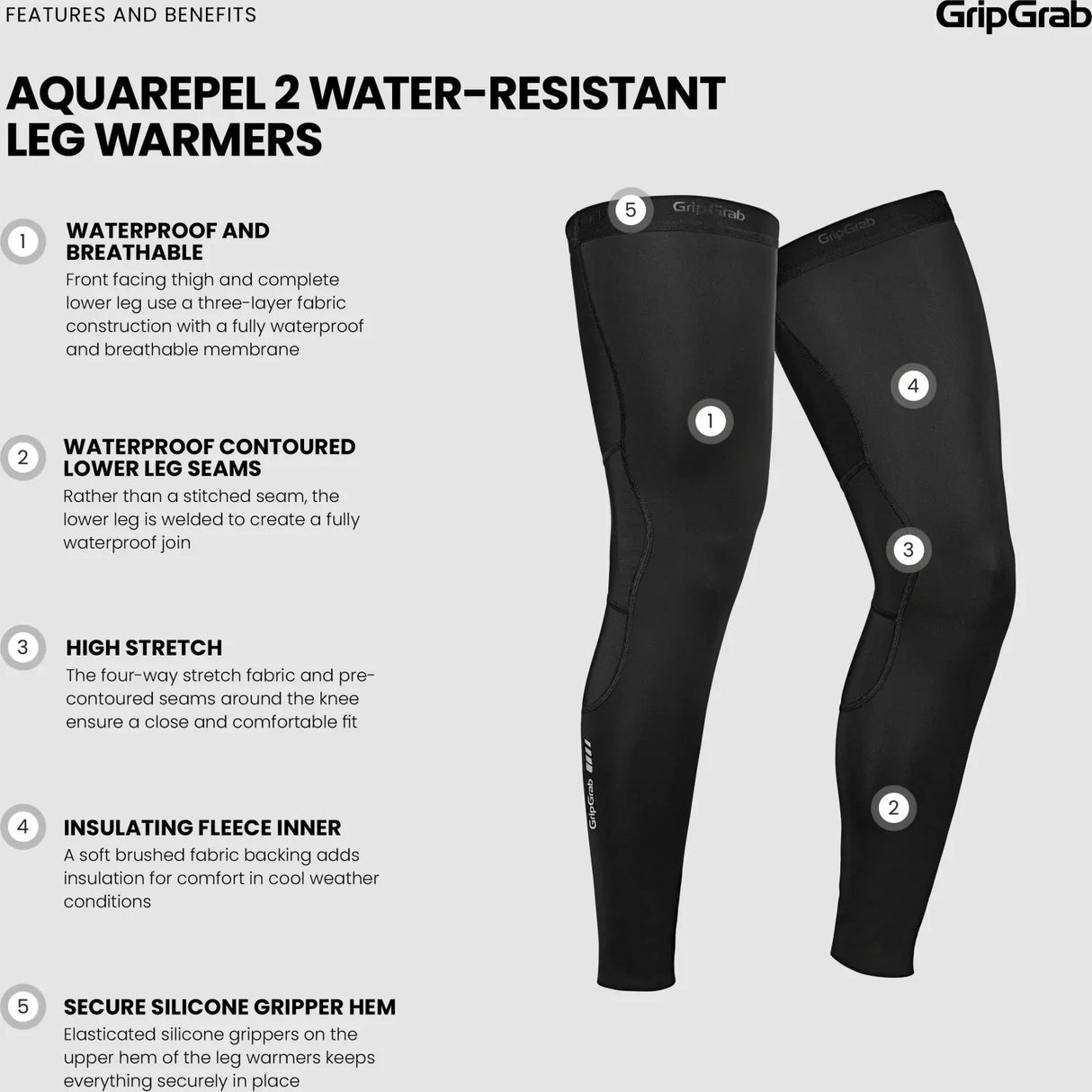 GripGrab AquaRepel 2 Water-Resistant Leg Warmers - Simple Bike Store
