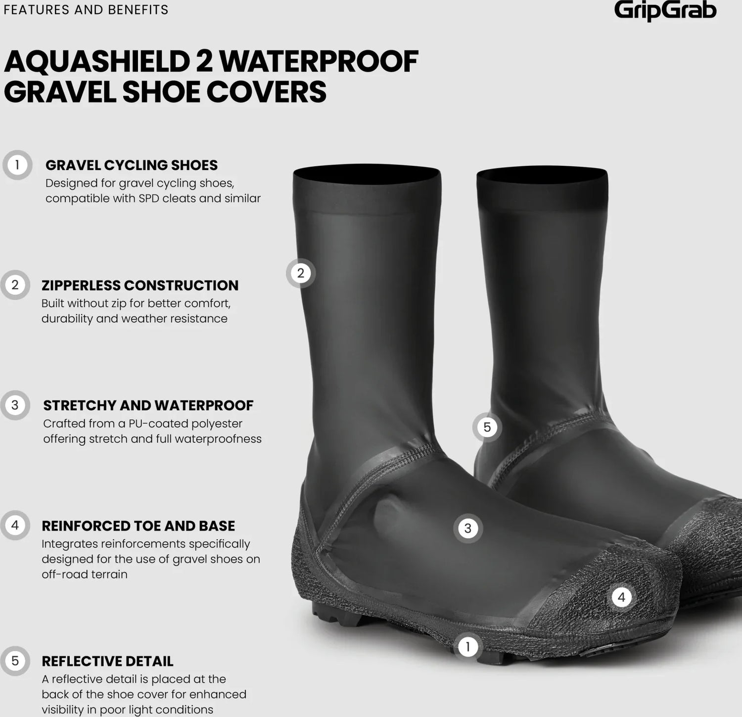 GripGrab AquaShield 2 Waterproof Gravel Shoe Covers - Simple Bike Store
