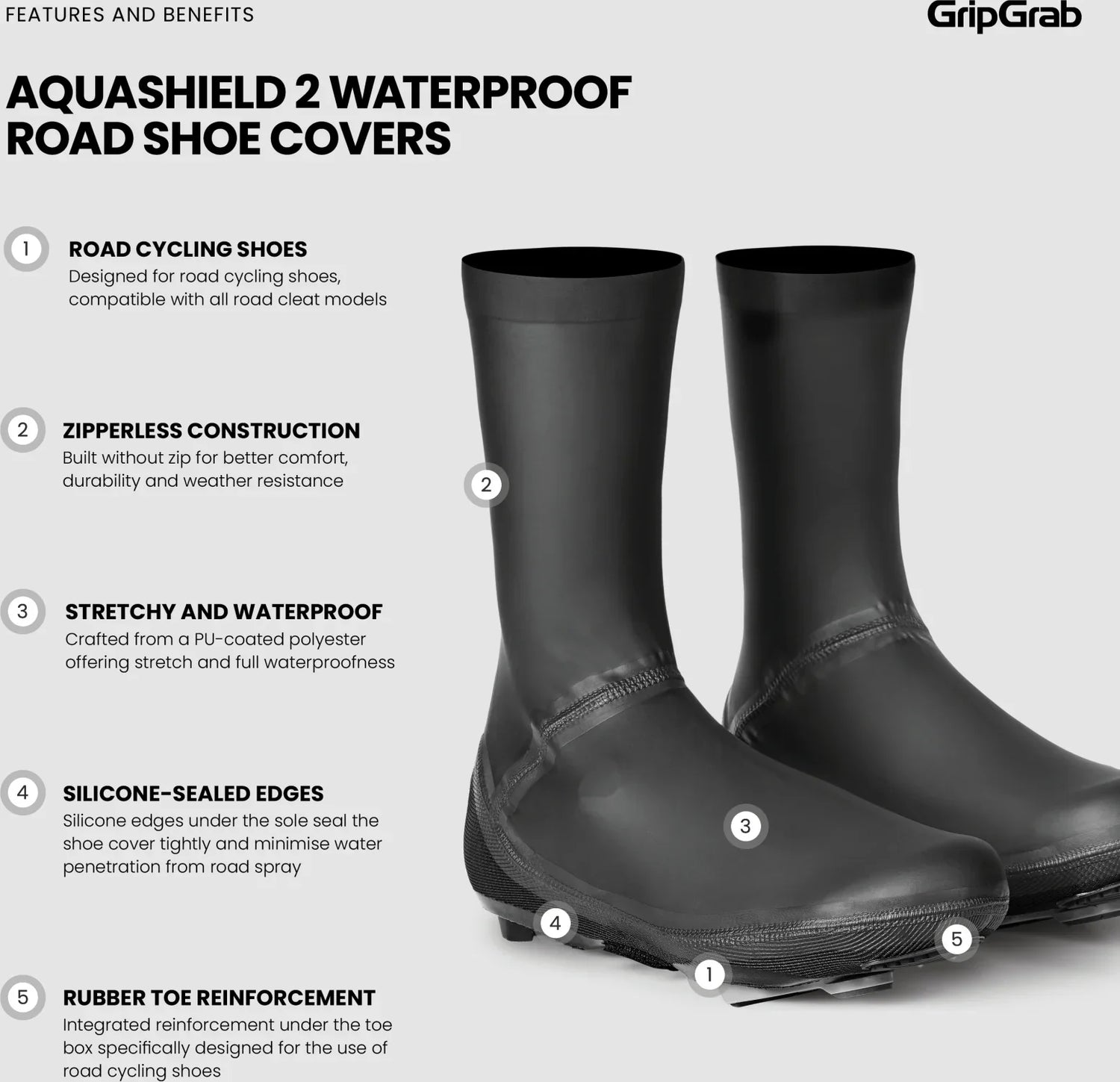 GripGrab AquaShield 2 Waterproof Road Shoe Covers - Simple Bike Store