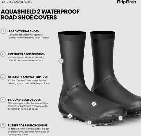 GripGrab AquaShield 2 Waterproof Road Shoe Covers - Simple Bike Store