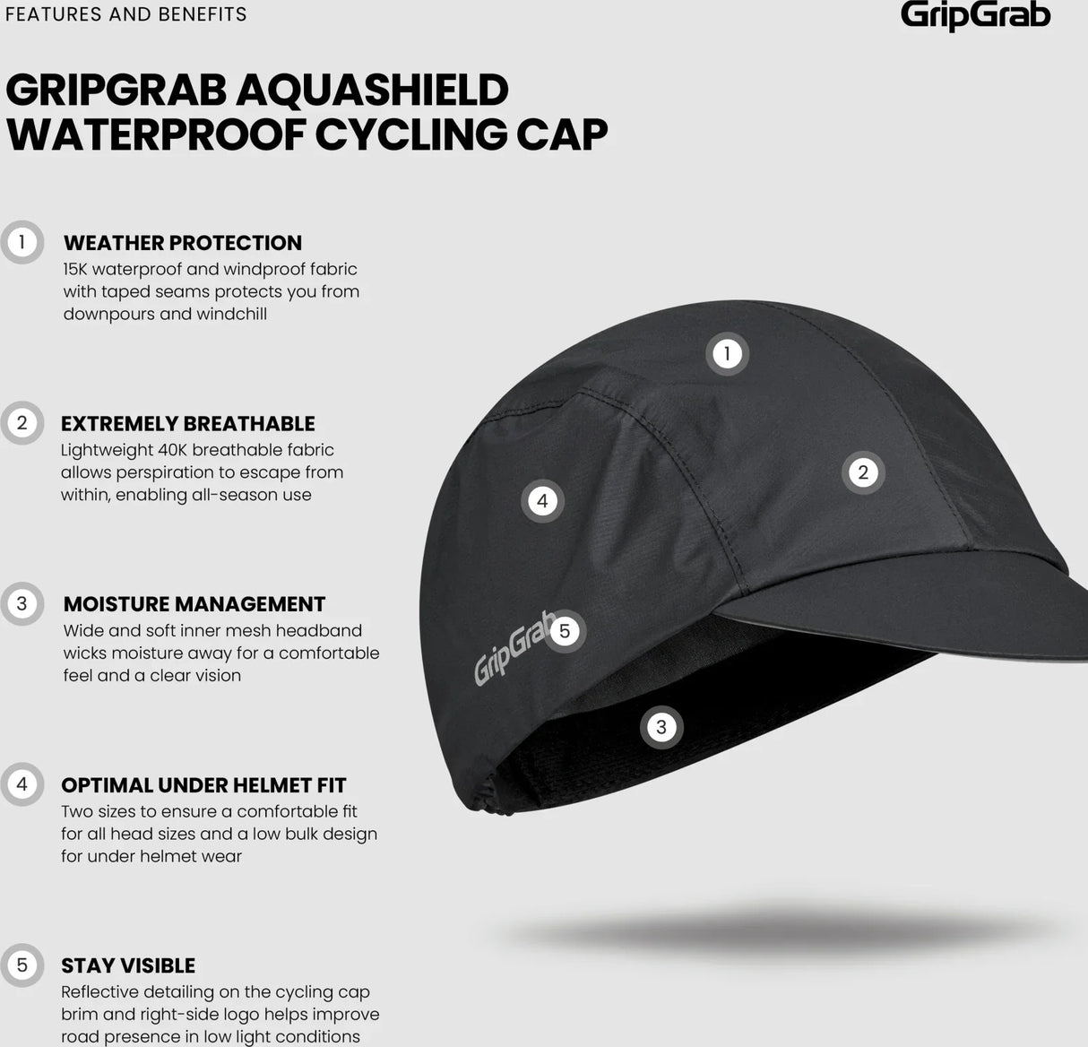 GripGrab AquaShield Waterproof Cycling Cap - Simple Bike Store