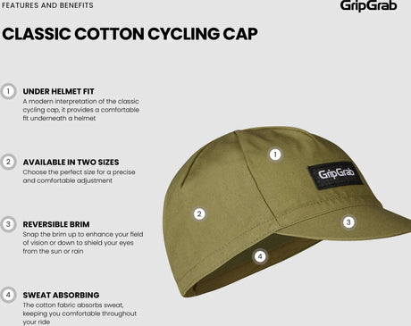 GripGrab Classic Cotton Cycling Cap - Simple Bike Store
