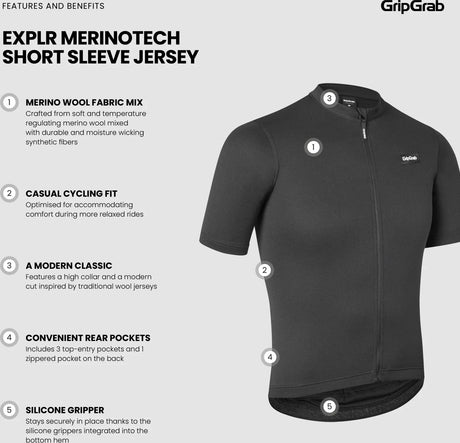 GripGrab EXPLR Merinotech Short Sleeve Jersey Mens - Simple Bike Store