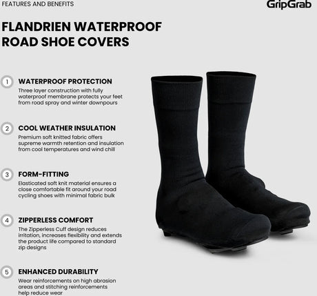 GripGrab Flandrien Waterproof Road Shoe Covers - Simple Bike Store