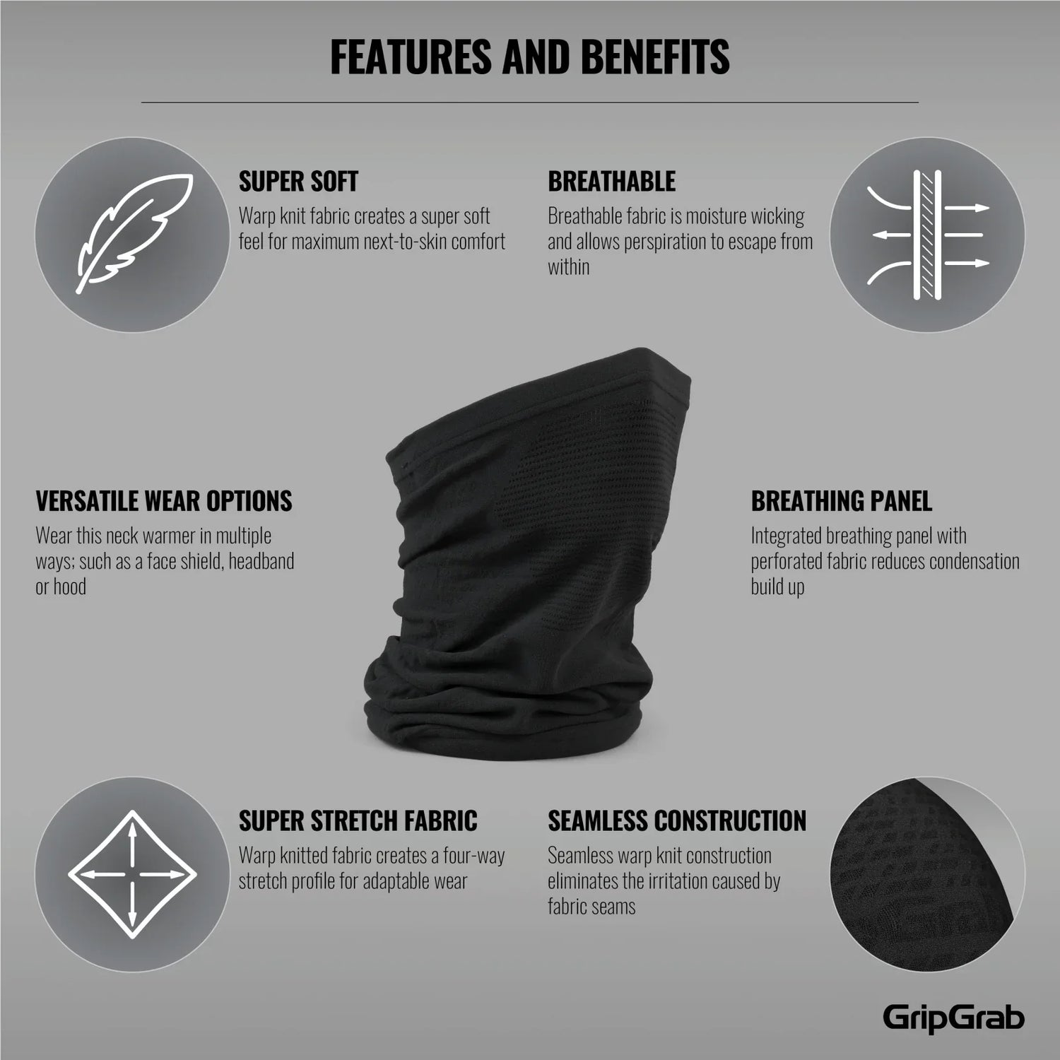 GripGrab Freedom Warp Knitted Seamless Neck Warmer - Simple Bike Store