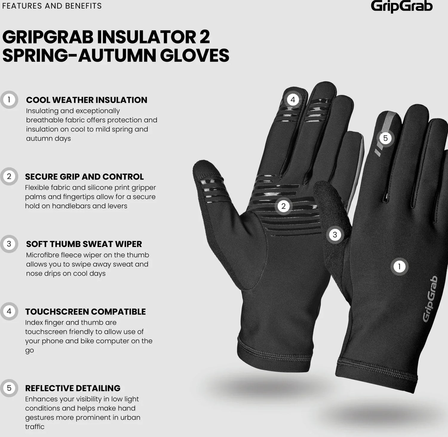GripGrab Insulator 2 Spring-Autumn Gloves - Simple Bike Store