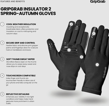 GripGrab Insulator 2 Spring-Autumn Gloves - Simple Bike Store