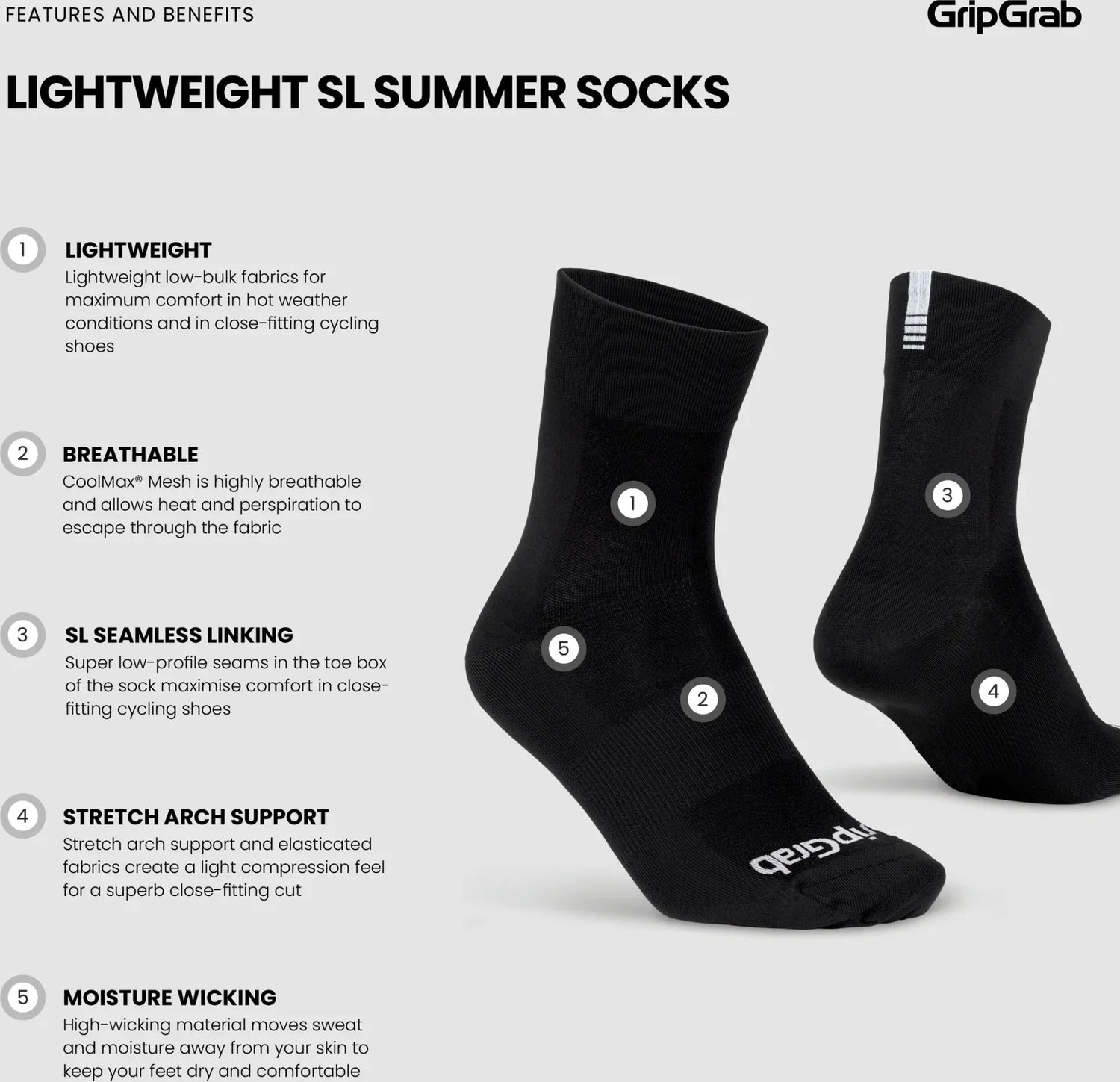 GripGrab Lightweight SL Regular Cut Summer Socks 3-Pack - Simple Bike Store