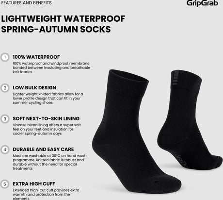 GripGrab Lightweight Waterproof Spring-Autumn Socks - Simple Bike Store