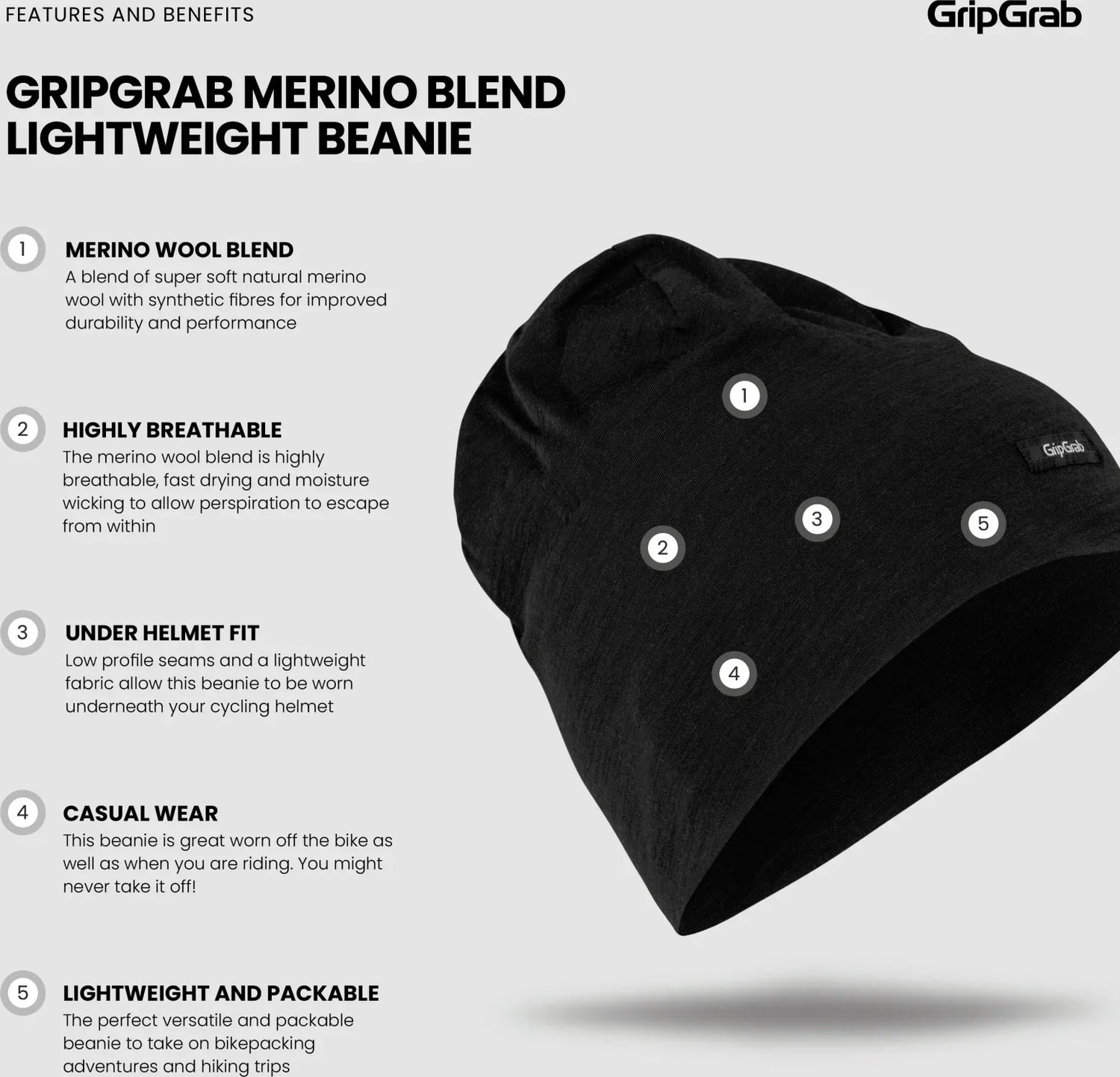 GripGrab Merino Blend Lightweight Beanie - Simple Bike Store
