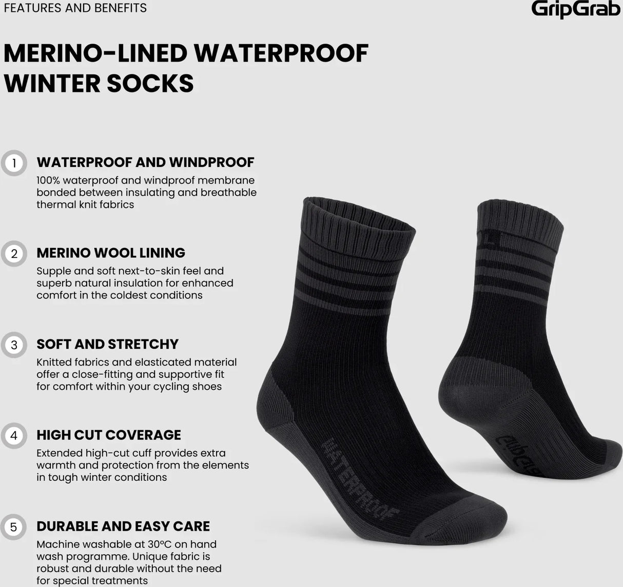 GripGrab Merino-Lined Waterproof Winter Socks - Simple Bike Store