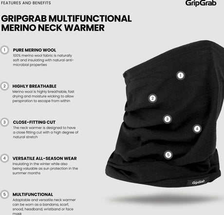 GripGrab Multifunctional Merino Neck Warmer - Simple Bike Store