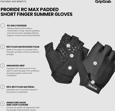 GripGrab ProRide RC Max Padded Short Finger Summer Gloves - Simple Bike Store
