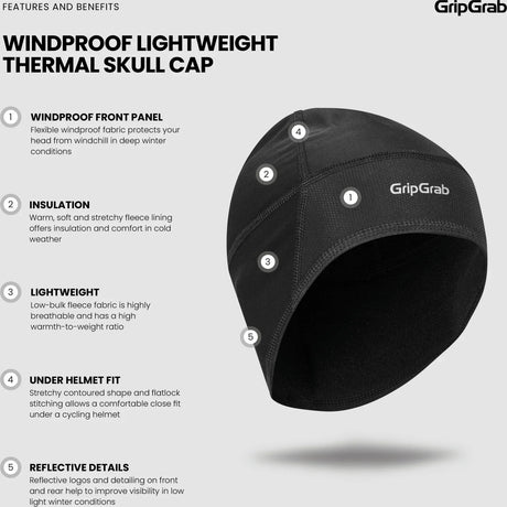 GripGrab Thermo Windproof Winter Skull Cap - Simple Bike Store