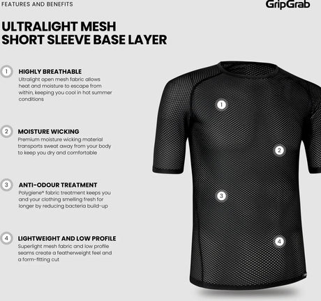 GripGrab Ultralight Mesh Short Sleeve Base Layer - Simple Bike Store