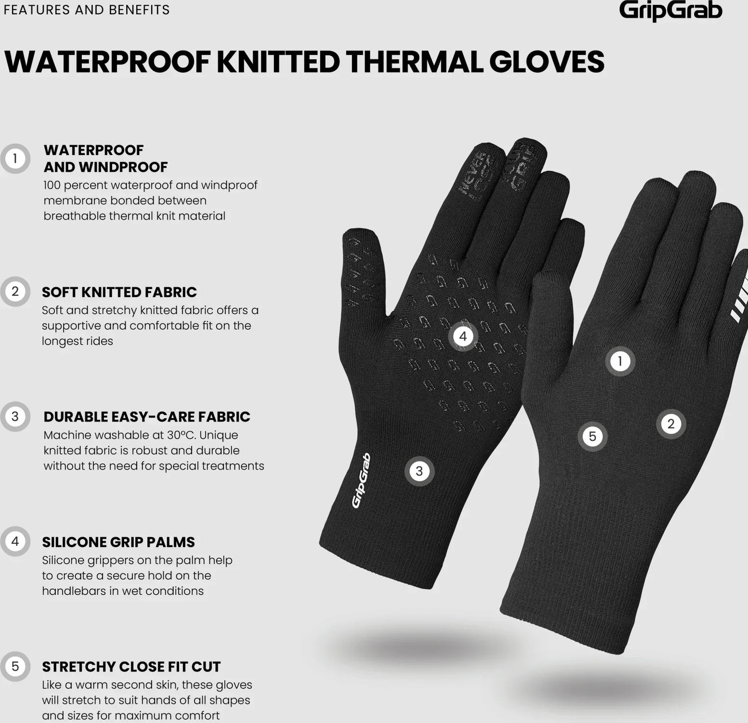 GripGrab Waterproof Knitted Winter Gloves - Simple Bike Store