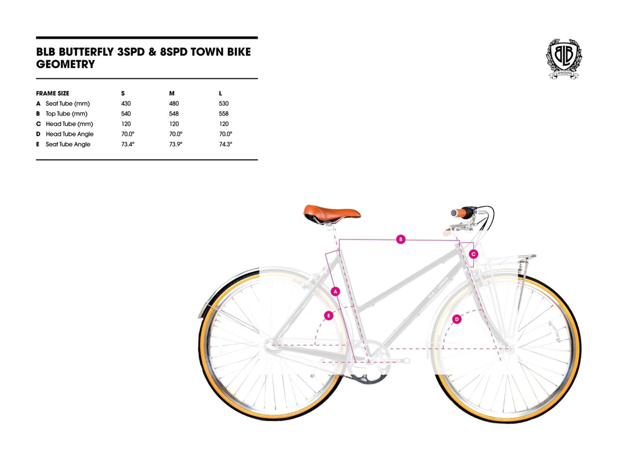 BLB Sommerfugl 8 gear Bycykel - Støvet Lyserød