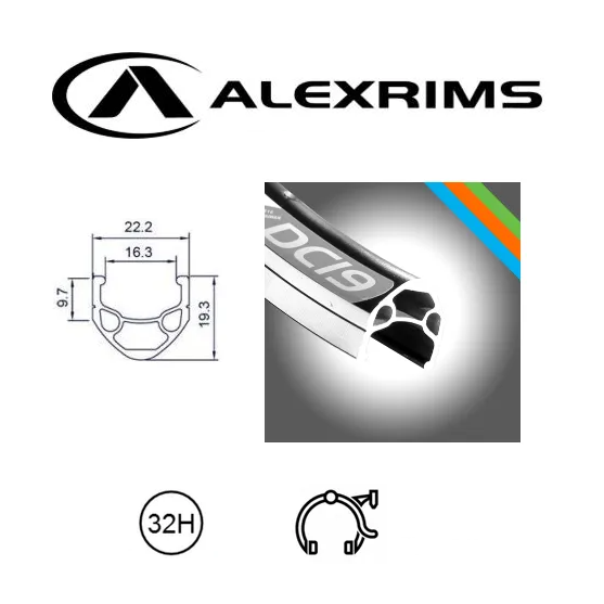Alexrims aplis "DC19" 32 caurumi - melns