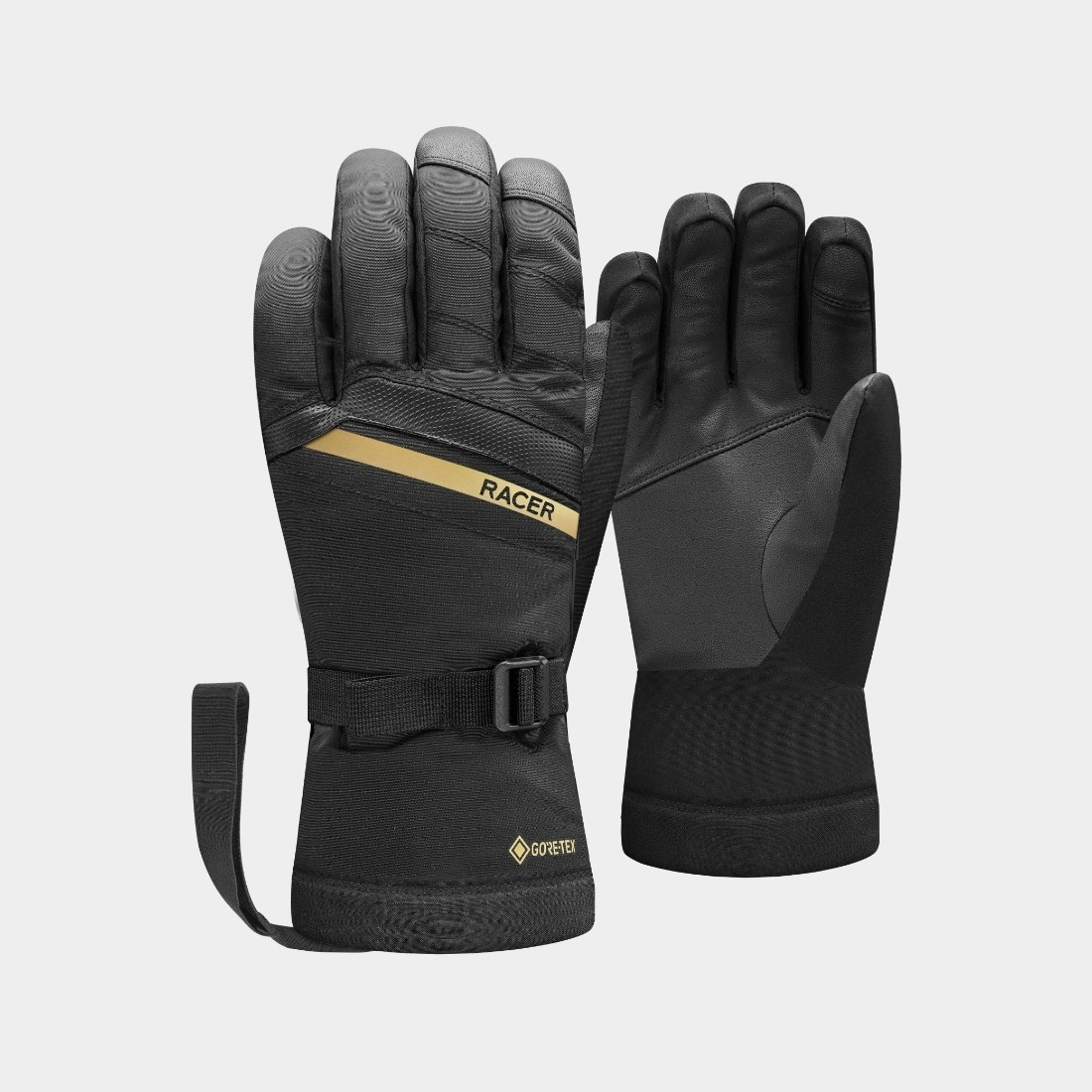 handschuhe racer RACER Übung GTX schwarze/goldene Handschuhe – Simple Bike Store
