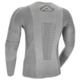 Gray long-sleeve compression shirt with a brand logo on a white background