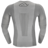 Gray long-sleeve athletic shirt with a brand logo on a white background