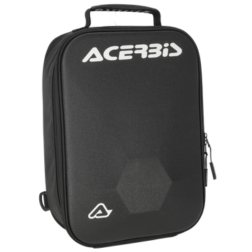 Black shoe bag with Acerbis logo on a white background