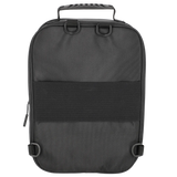 Black backpack on a white background