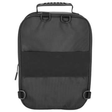 Black backpack on a white background