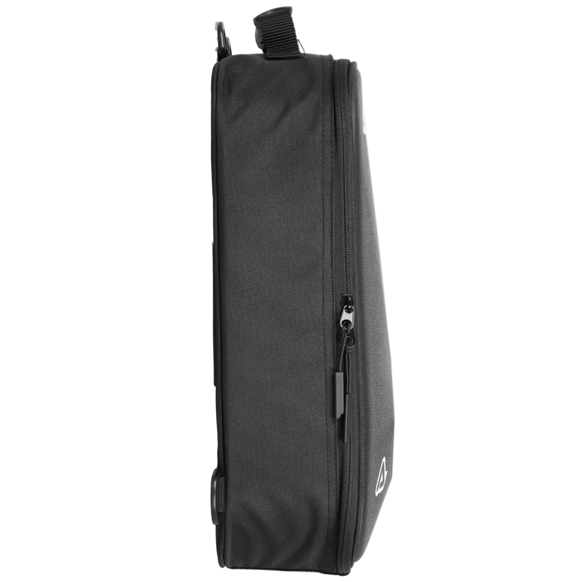 Black rectangular bag with a handle on a white background