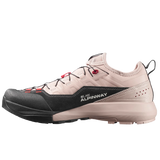 A single Alpinway hiking shoe in a light beige and black colorway with small red accents on the laces, shown in a side profile against a light gray background.