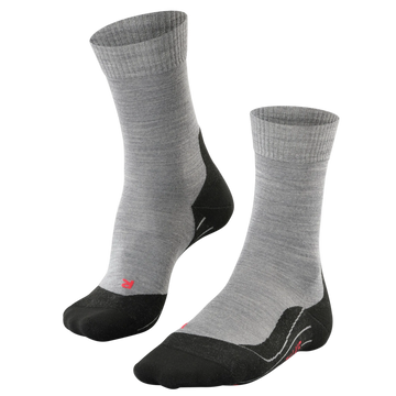 Pair of gray and black socks on a white background
