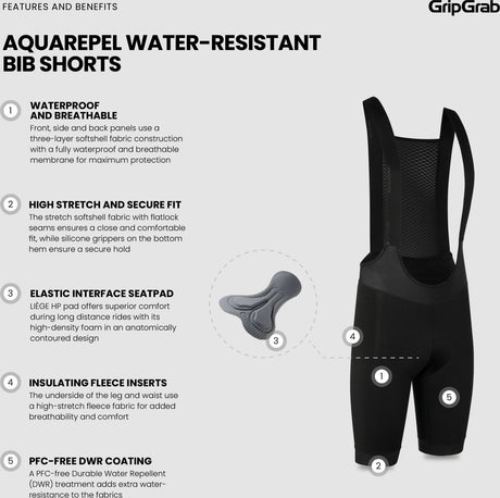 GripGrab AquaRepel Water-Resistant Bib Shorts - Simple Bike Store