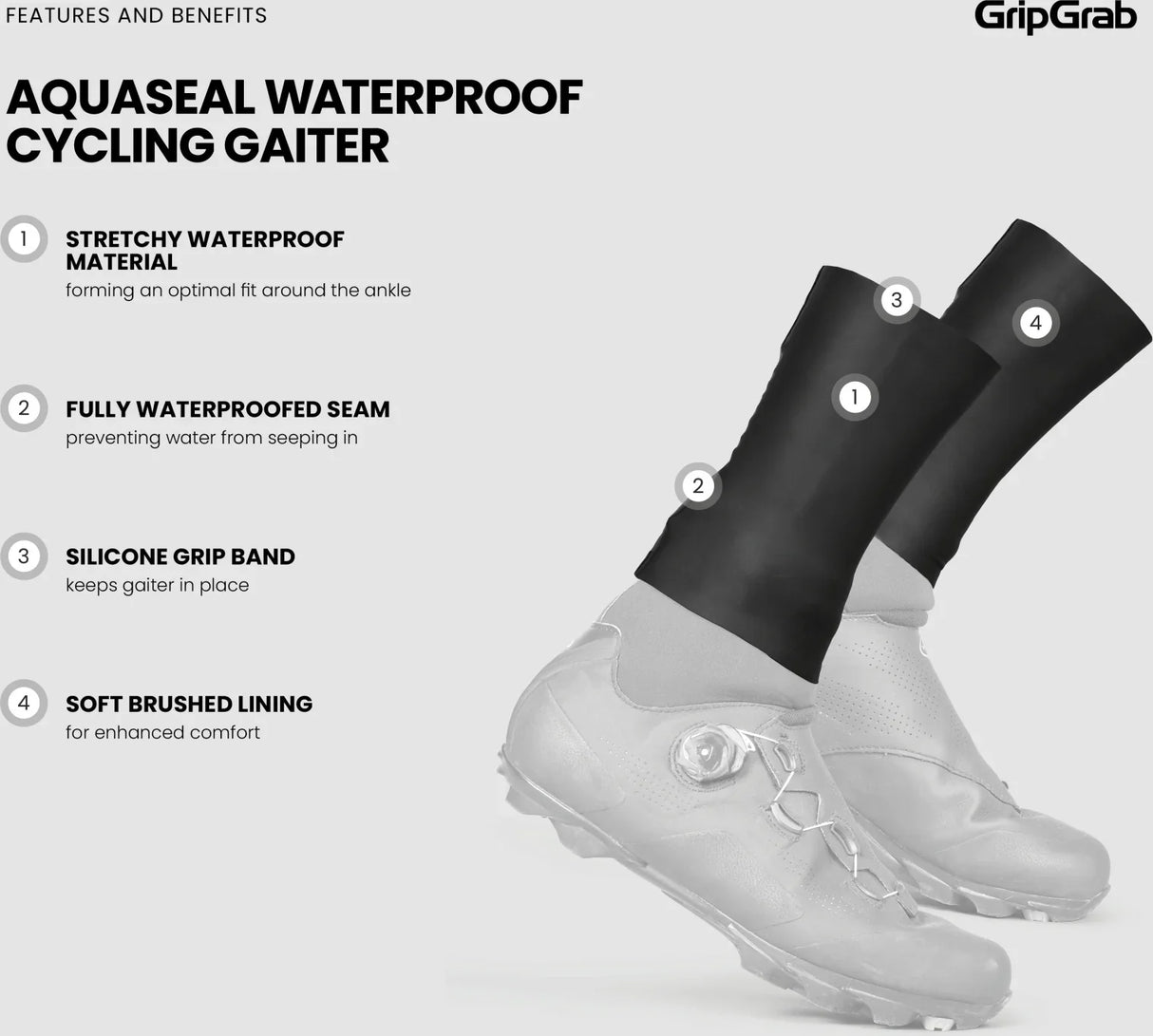 GripGrab AquaSeal Waterproof Cycling Gaiter - Simple Bike Store
