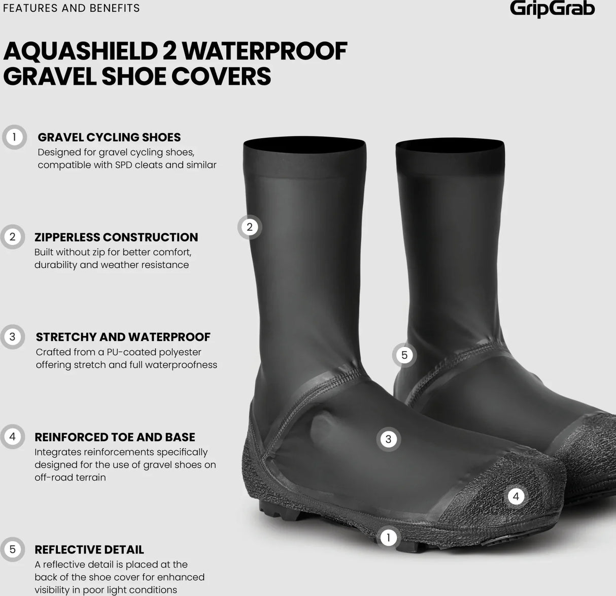 GripGrab AquaShield 2 Waterproof Gravel Shoe Covers - Simple Bike Store