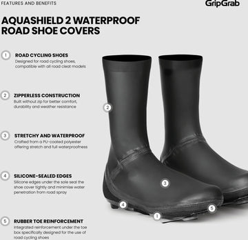 GripGrab AquaShield 2 Waterproof Road Shoe Covers - Simple Bike Store