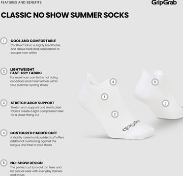 GripGrab Classic No Show Summer Socks 3-Pack - Simple Bike Store