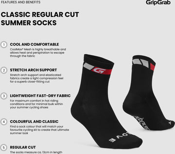 GripGrab Classic Regular Cut Summer Socks - Simple Bike Store