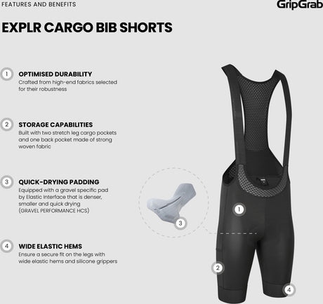 GripGrab EXPLR Cargo Bib Shorts - Simple Bike Store