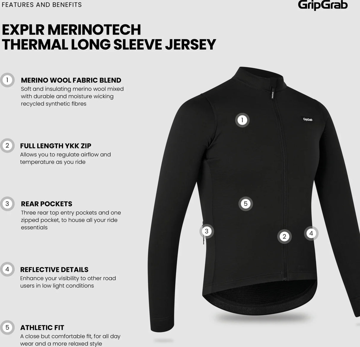GripGrab EXPLR Merinotech Thermal Long Sleeve Jersey - Simple Bike Store