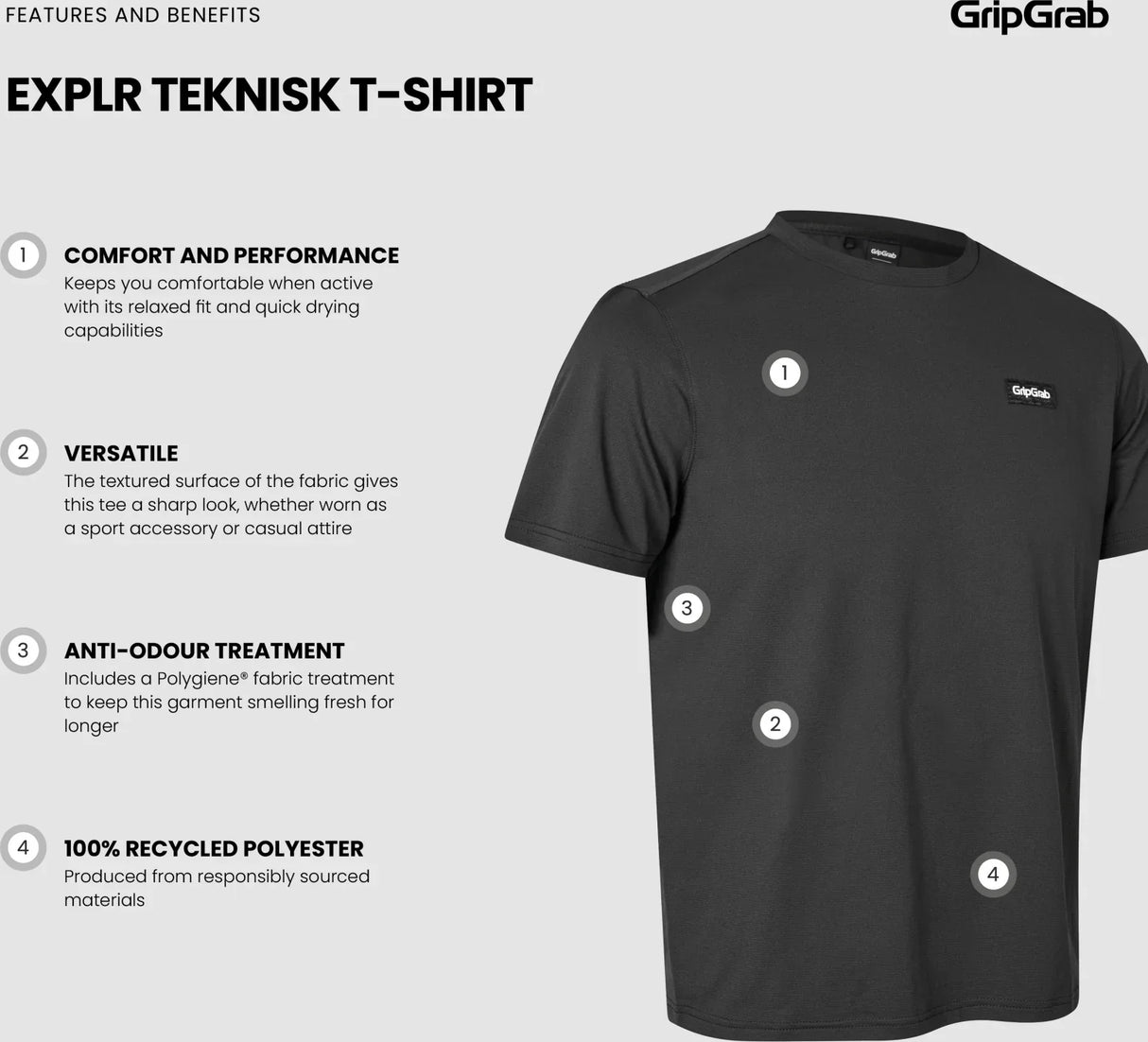 GripGrab EXPLR Technical T-Shirt Mens - Simple Bike Store