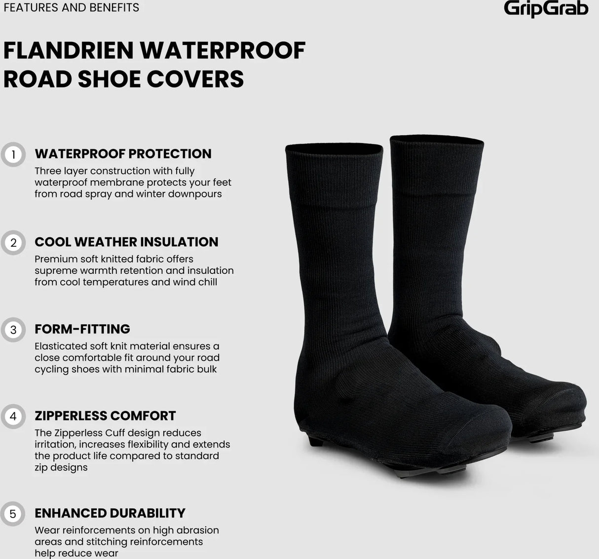 GripGrab Flandrien Waterproof Road Shoe Covers - Simple Bike Store