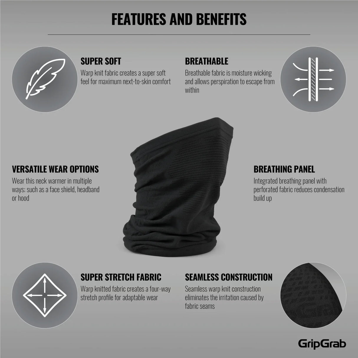 GripGrab Freedom Warp Knitted Seamless Neck Warmer - Simple Bike Store