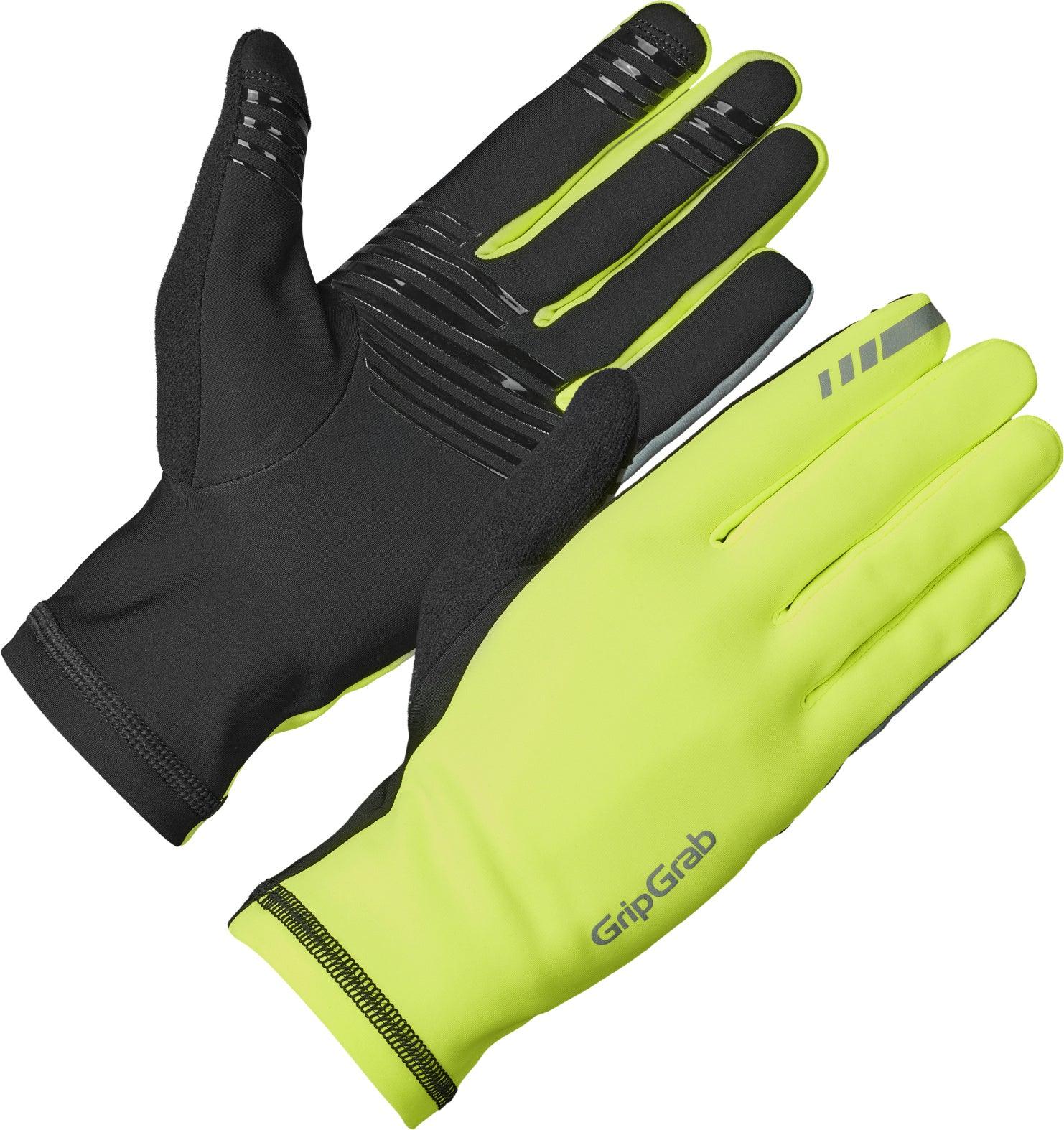 Gants Vélo Entre-Saisons GripGrab Insulator 2 Hi-Vis – Longs Doigts Légers Thermiques Printemps/Automne Jaune Fluo