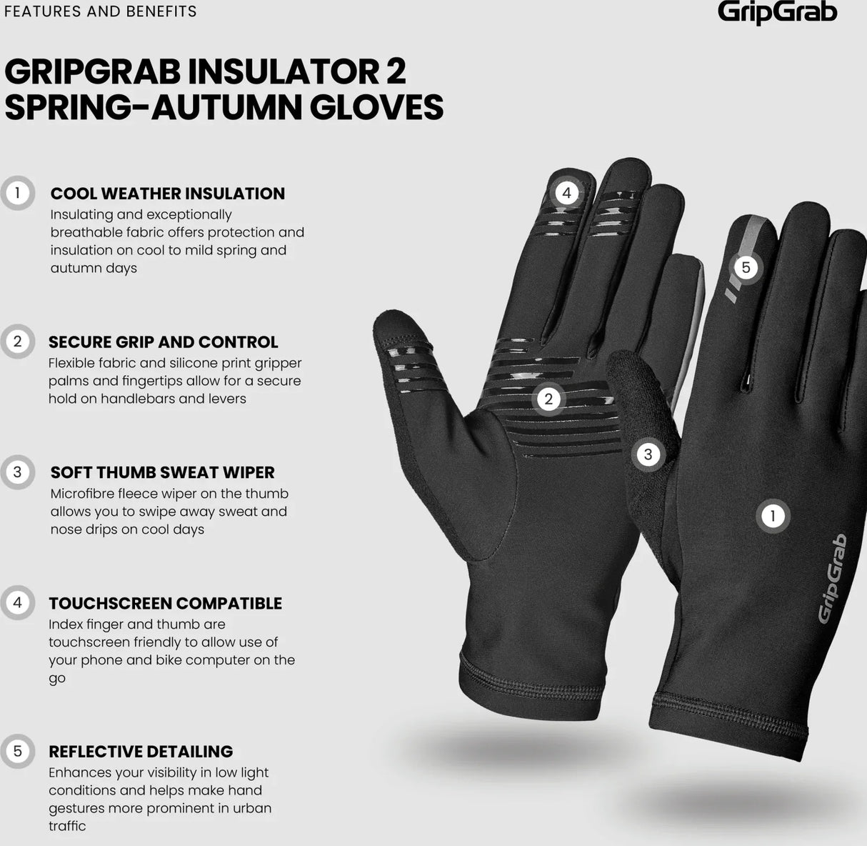 GripGrab Insulator 2 Spring-Autumn Gloves - Simple Bike Store