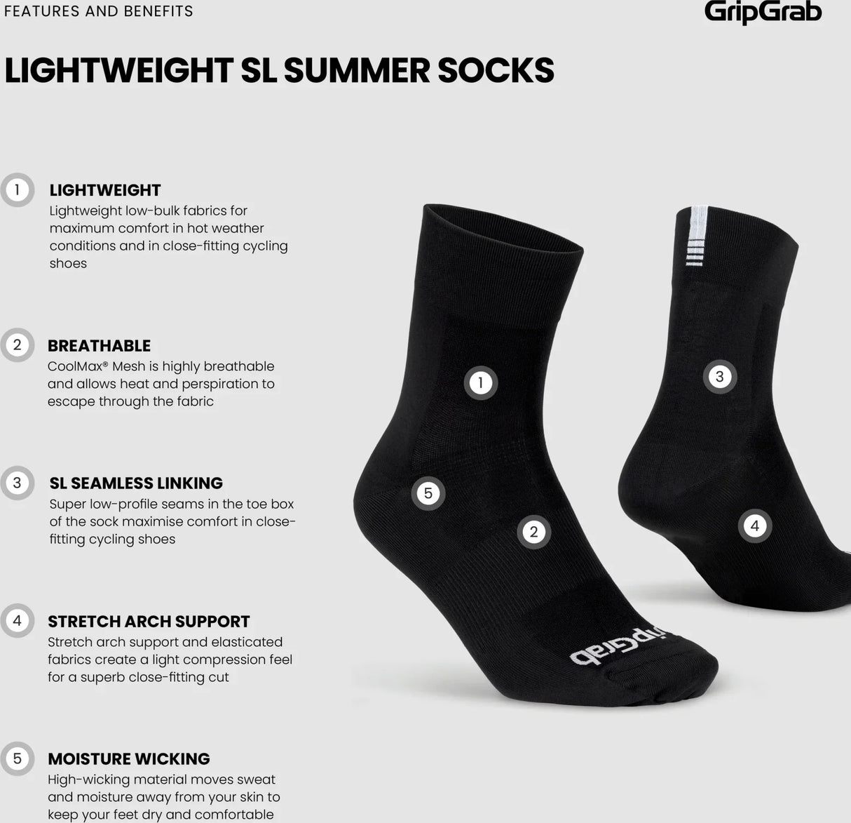 GripGrab Lightweight SL Regular Cut Summer Socks 3-Pack - Simple Bike Store