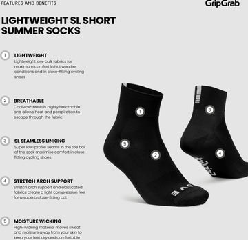 GripGrab Lightweight SL Short Summer Socks - Simple Bike Store